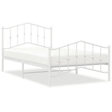 Metal Bed Frame without Mattress with Footboard White 107x203 cm King Single