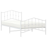 Metal Bed Frame without Mattress with Footboard White 107x203 cm King Single