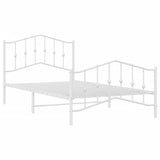 Metal Bed Frame without Mattress with Footboard White 107x203 cm King Single - Top-Down View