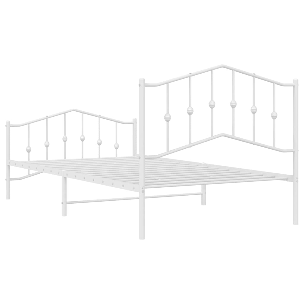 Metal Bed Frame without Mattress with Footboard White 107x203 cm King Single