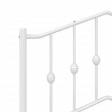 Metal Bed Frame without Mattress with Footboard White 107x203 cm King Single