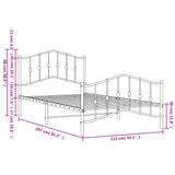 Metal Bed Frame without Mattress with Footboard White 107x203 cm King Single