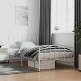 Metal Bed Frame without Mattress with Footboard White 107x203 cm King Single
