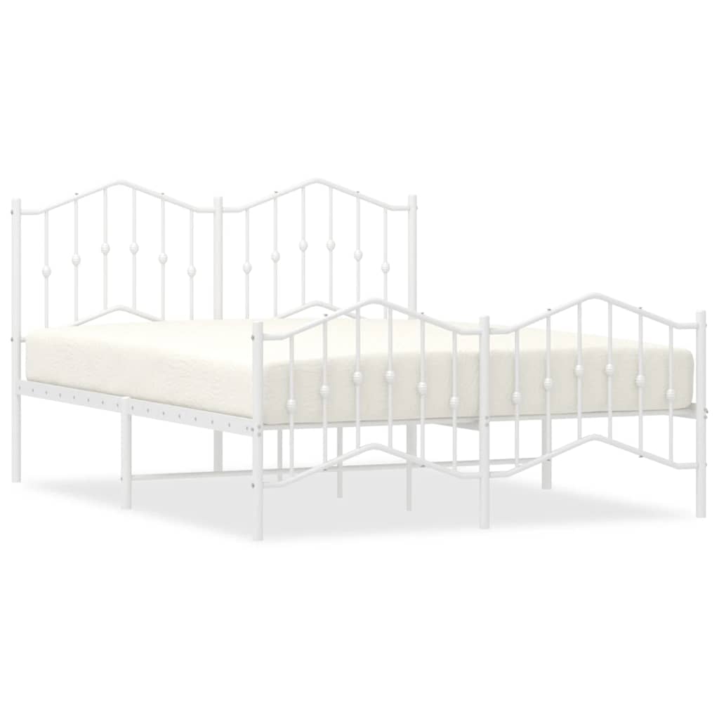 Metal Bed Frame without Mattress with Footboard?White 135x190 cm