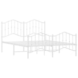 Metal Bed Frame without Mattress with Footboard?White 135x190 cm