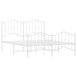 Metal Bed Frame without Mattress with Footboard?White 135x190 cm - 45-Degree Angle