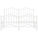 Metal Bed Frame without Mattress with Footboard?White 135x190 cm - Rear View