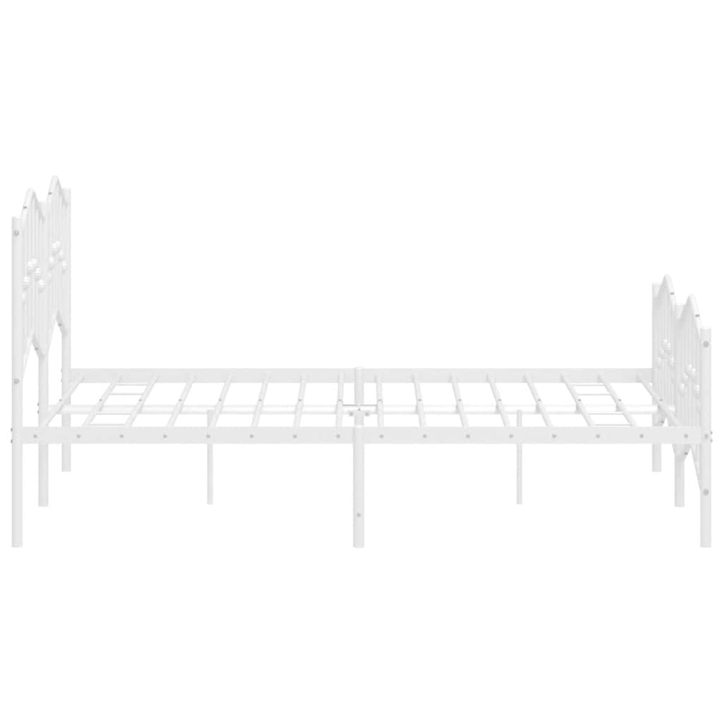 Metal Bed Frame without Mattress with Footboard?White 135x190 cm