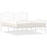 Metal Bed Frame without Mattress with Footboard?White 150x200 cm - Front View
