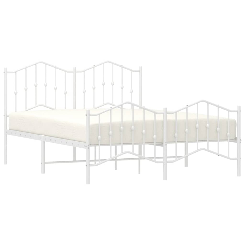 Metal Bed Frame without Mattress with Footboard?White 150x200 cm