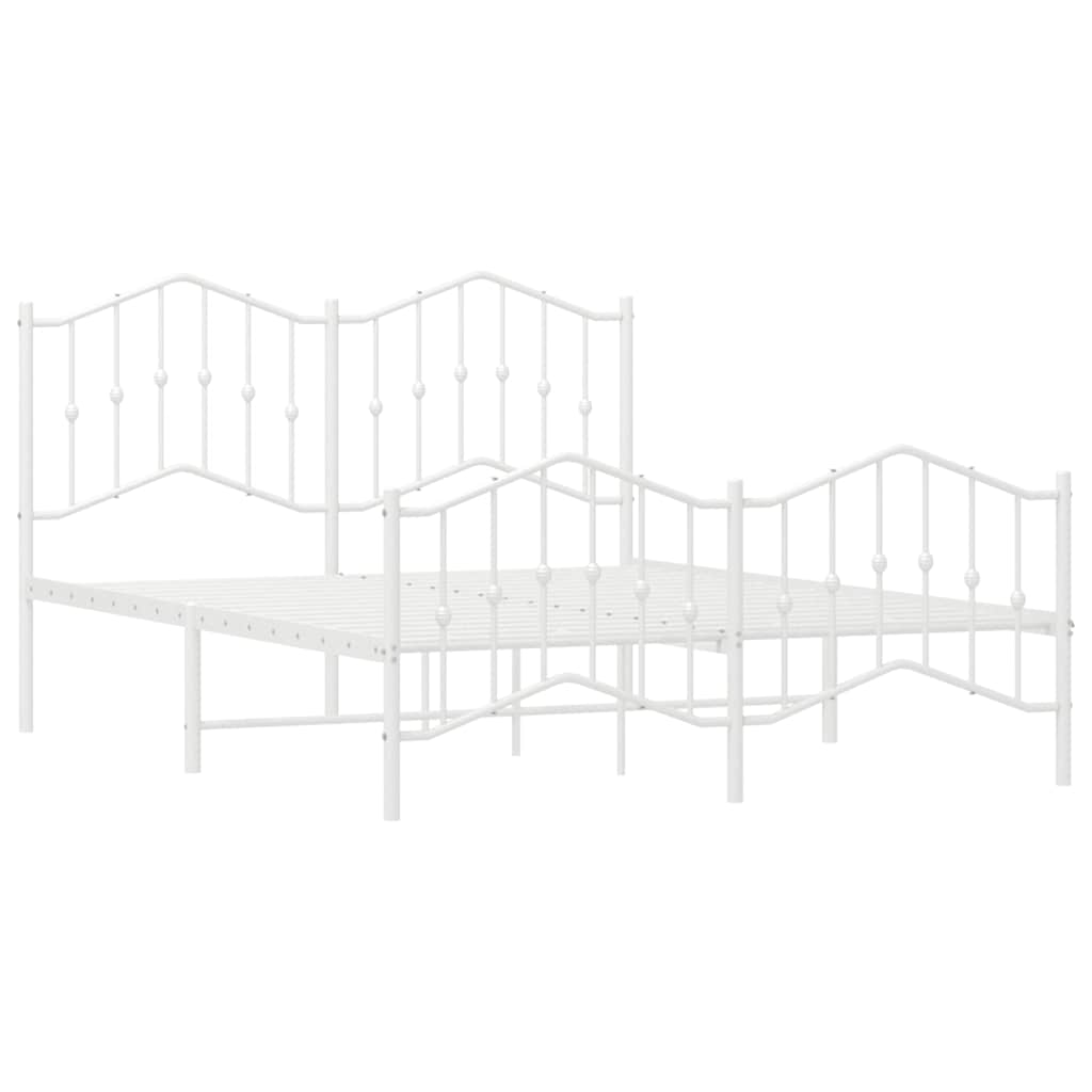 Metal Bed Frame without Mattress with Footboard?White 150x200 cm
