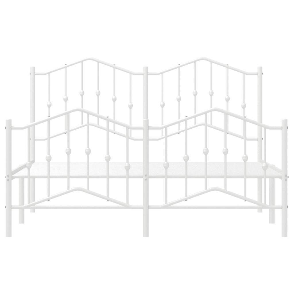 Metal Bed Frame without Mattress with Footboard?White 150x200 cm