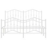 Metal Bed Frame without Mattress with Footboard?White 150x200 cm