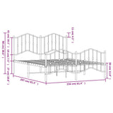 Metal Bed Frame without Mattress with Footboard?White 150x200 cm