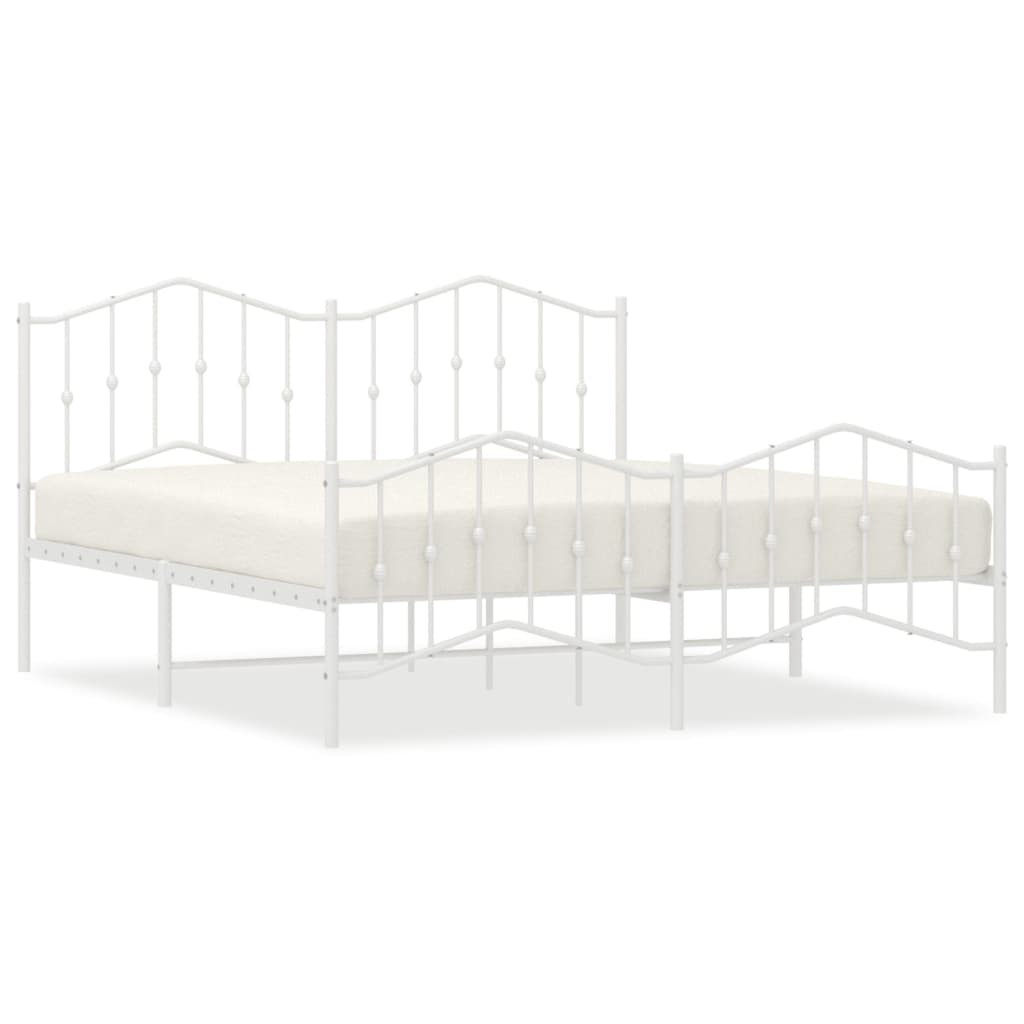 Metal Bed Frame without Mattress with Footboard?White 183x203 cm King