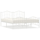 Metal Bed Frame without Mattress with Footboard?White 183x203 cm King - Front View