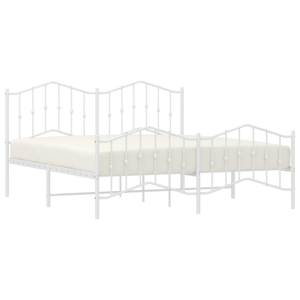 Metal Bed Frame without Mattress with Footboard?White 183x203 cm King