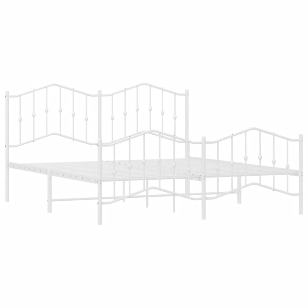 Metal Bed Frame without Mattress with Footboard?White 183x203 cm King