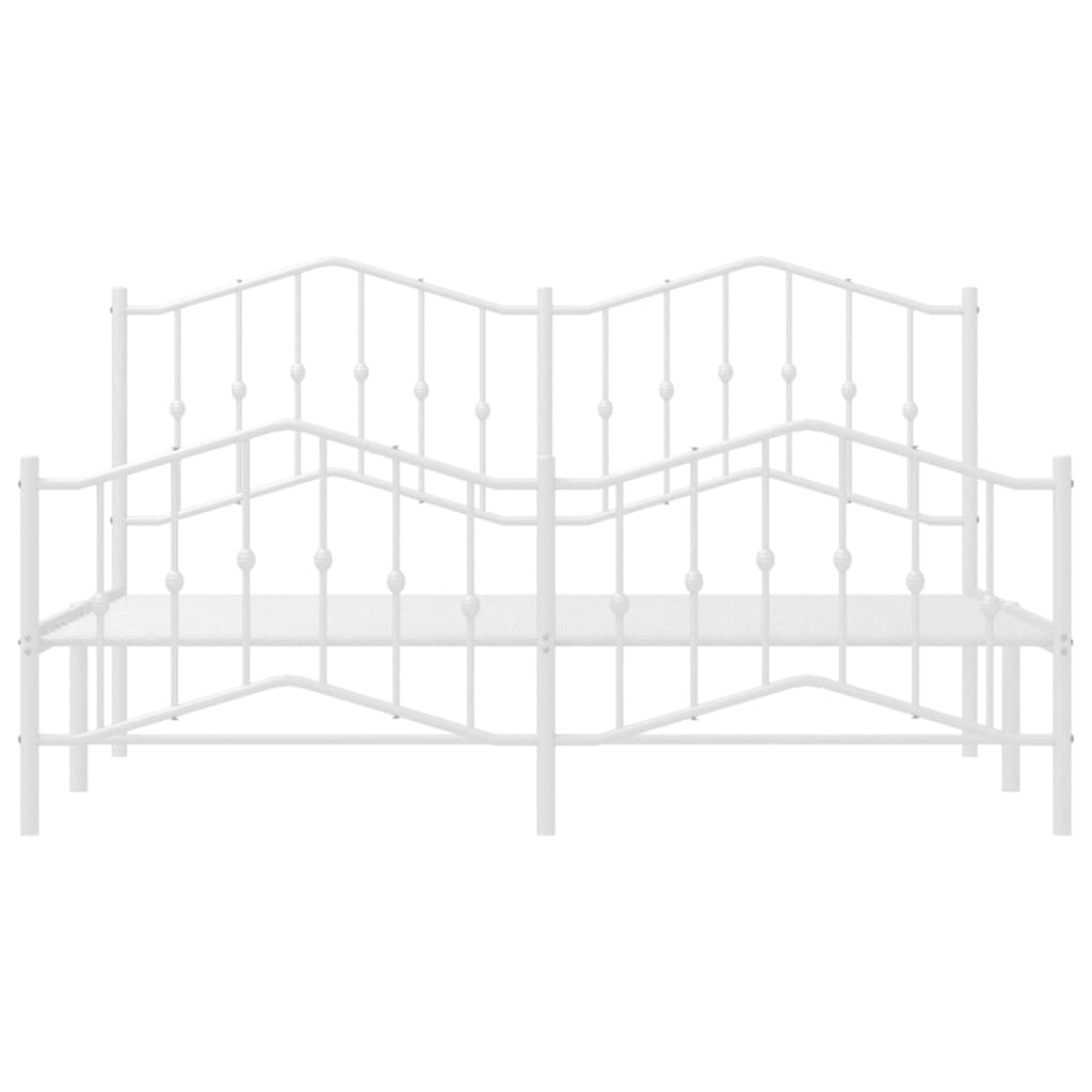 Metal Bed Frame without Mattress with Footboard?White 183x203 cm King