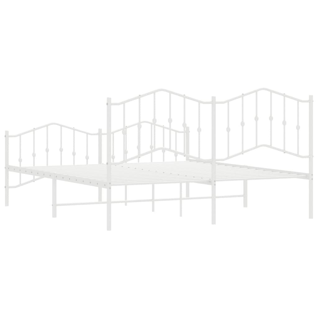 Metal Bed Frame without Mattress with Footboard?White 183x203 cm King