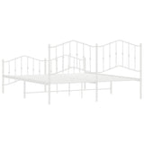Metal Bed Frame without Mattress with Footboard?White 183x203 cm King - Close-Up Angle