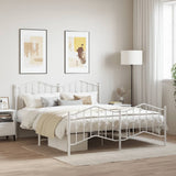 Metal Bed Frame without Mattress with Footboard?White 183x203 cm King