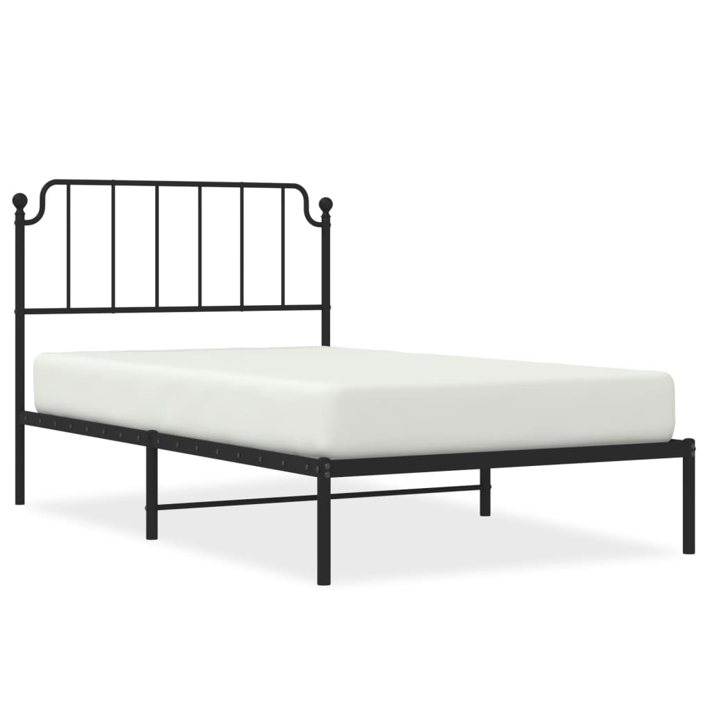 Metal Bed Frame without Mattress with Headboard Black 107x203 cm King Single