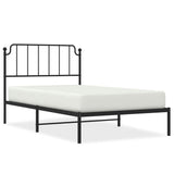 Metal Bed Frame without Mattress with Headboard Black 107x203 cm King Single - Front View