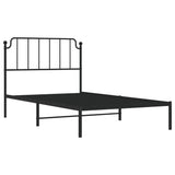 Metal Bed Frame without Mattress with Headboard Black 107x203 cm King Single