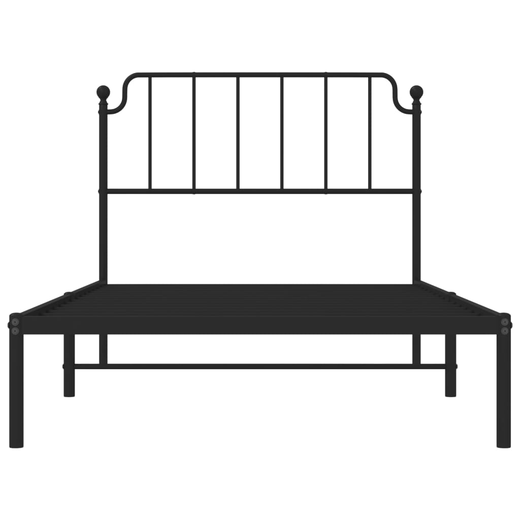 Metal Bed Frame without Mattress with Headboard Black 107x203 cm King Single