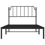 Metal Bed Frame without Mattress with Headboard Black 107x203 cm King Single