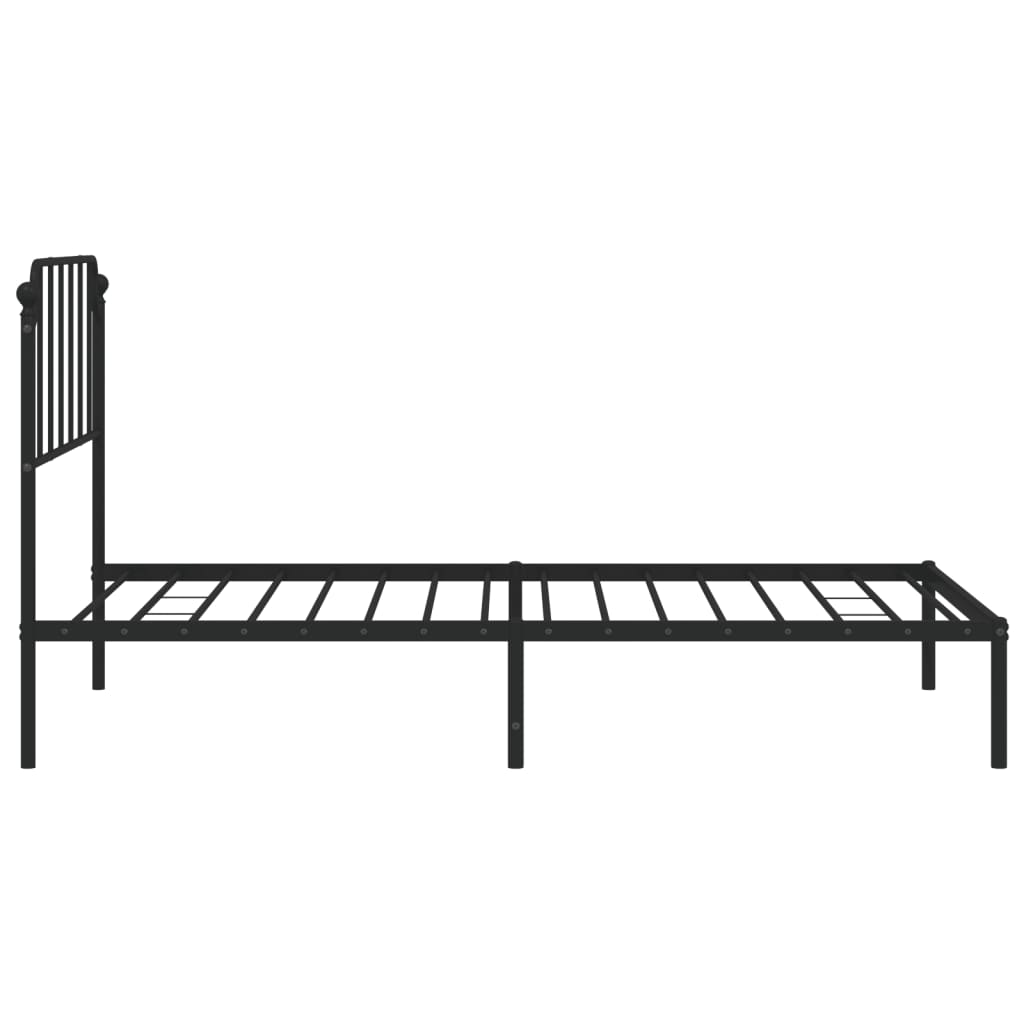 Metal Bed Frame without Mattress with Headboard Black 107x203 cm King Single
