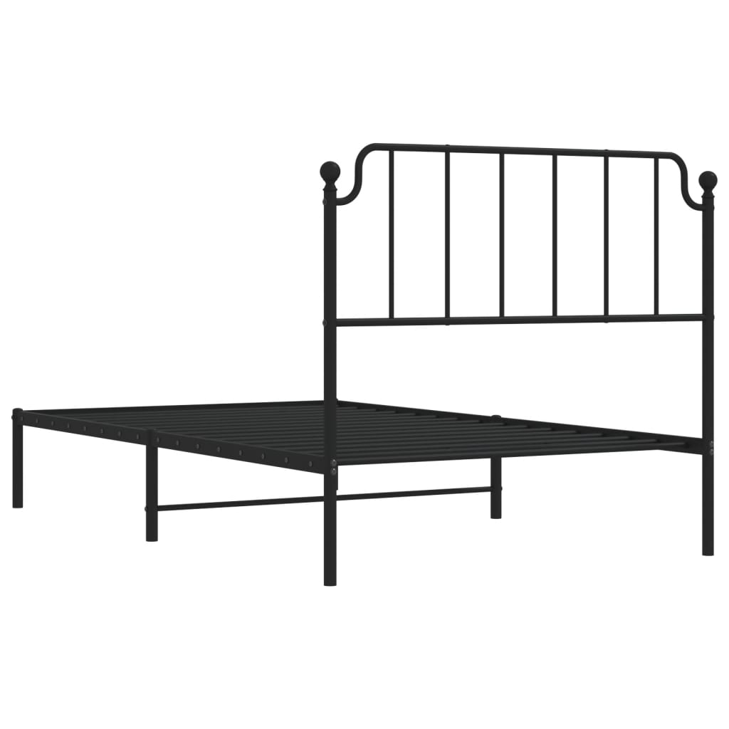 Metal Bed Frame without Mattress with Headboard Black 107x203 cm King Single