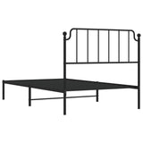 Metal Bed Frame without Mattress with Headboard Black 107x203 cm King Single