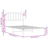 Metal Bed Frame without Mattress with Headboard Black 107x203 cm King Single