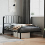 Metal Bed Frame without Mattress with Headboard Black 107x203 cm King Single