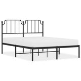 Metal Bed Frame without Mattress with Headboard Black 135x190 cm - Front View