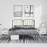Metal Bed Frame without Mattress with Headboard Black 135x190 cm - Side View