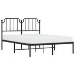 Metal Bed Frame without Mattress with Headboard Black 135x190 cm
