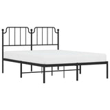 Metal Bed Frame without Mattress with Headboard Black 135x190 cm - Top-Down View