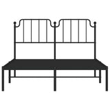 Metal Bed Frame without Mattress with Headboard Black 135x190 cm