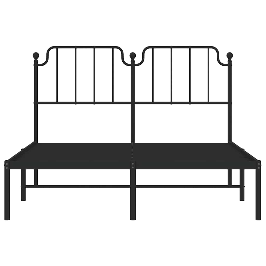 Metal Bed Frame without Mattress with Headboard Black 135x190 cm