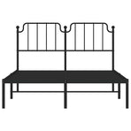 Metal Bed Frame without Mattress with Headboard Black 135x190 cm
