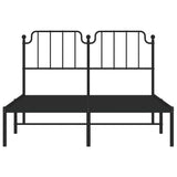 Metal Bed Frame without Mattress with Headboard Black 135x190 cm - Rear View