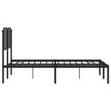 Metal Bed Frame without Mattress with Headboard Black 135x190 cm - Close-Up Angle