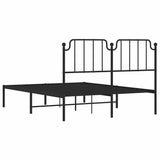 Metal Bed Frame without Mattress with Headboard Black 135x190 cm - Low Angle