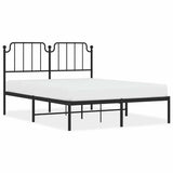 Metal Bed Frame without Mattress with Headboard Black 150x200 cm