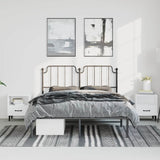 Metal Bed Frame without Mattress with Headboard Black 150x200 cm - Side View
