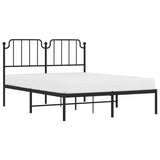Metal Bed Frame without Mattress with Headboard Black 150x200 cm