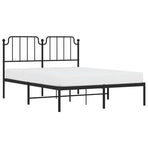 Metal Bed Frame without Mattress with Headboard Black 150x200 cm